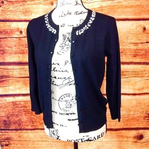 50s inspired beaded neckline cardigan